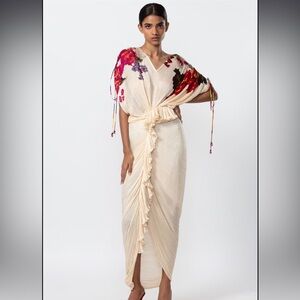 Saaksha & Kinni Ivory Silk Printed Midi Dress